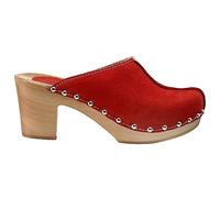 ESTRO Zoccoli in Legno Donna in Pelle Ciabatte Sanitarie Donna CDL03 (Rosso, 36)