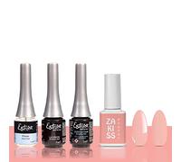 ESTROSA KIT SEMIPERMANENTE UNGHIE SMALTO GEL POLISH BASE PRIMER + BASE DEFENCE COAT + LUCIDANTE GLOSS + OMAGGIO Gel Polish Zakiss n 72 London 10Ml made in Italy