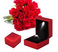 estuche para anillo de compromiso Cofanetto Anello, Scatola di anelli di fidanzamento con luce, portaoggetti di memoria a LED, scatola di immagazzinaggio orecchino/gioielli(rossa)