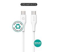 eSTUFF Infinite USB-C to USB-C Cable 1m White. Recycled Plastic, ES604101-BULK (1m White. Recycled Plastic. Super Soft)