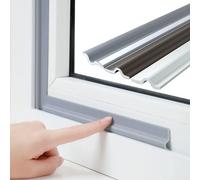 Esufeir, Paraspifferi a forma di T da 497 cm per finestre e porte, colore grigio, striscia di tenuta antirumore, autoadesiva in schiuma di poliuretano isolante, antivento