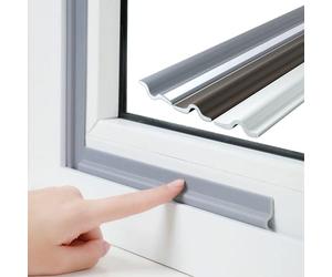 Esufeir, Paraspifferi a forma di T da 497 cm per finestre e porte, colore grigio, striscia di tenuta antirumore, autoadesiva in schiuma di poliuretano isolante, antivento