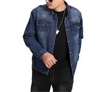 EsukAr Giacca A Jeans Da Uomo Giubbotto Grande E Alta,Blu,7XL
