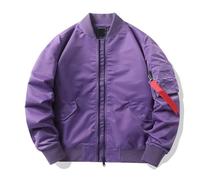 Giubbino Estivo Uomo,Bomber Da Uomo Leggero Giacca A Tunica Blouson Giacca Di Transizione Retrò Giacca A Vento Classica Viola Tasche Multiple Outdoor Hippie Jvacket,M