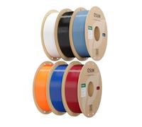 eSUN 6KG PLA Basic Filamento, filamento PLA per stampante 3D da 1,75 mm, bobina da 1 kg, in totale 6 kg, Nero+Rosso caldo+Grigio+Rosso fuoco+Blu+Arancione