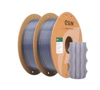 eSUN filamento PET 1,75 mm, alta tenacità, 1 kg per bobina, 2 rotoli di materiale di stampa per stampanti 3D, Grigio trasparente-2KG