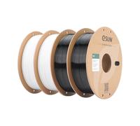 eSUN filamento PET 1,75 mm, alta tenacità, 1 kg per bobina, 4 rotoli di materiale di stampa per stampanti 3D, Nero-2KG + Bianco-2KG