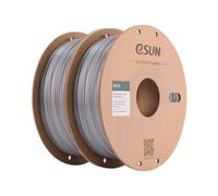 eSUN Filamento PETG 1,75 mm, filamento per stampanti 3D PETG, precisione di misurazione +/- 0,03 mm, 1KG per bobina, 2 bobine di filamento di stampa 3D per stampanti 3D, Argento solido
