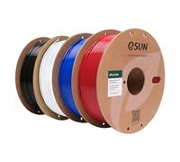 eSUN Filamento PLA 1,75 mm, filamento modificato per stampante 3D PLA, precisione dimensionale +/- 0,03 mm, bobina da 1 kg (2,2 libbre) filamento di stampa 3D (Rosso Fuoco+Blu+Bianco Freddo+Nero, 4KG)