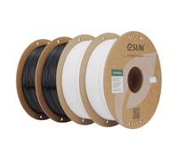 eSUN PETG Basic Filamento 1,75 mm, alta tenacità, 1 KG per bobina, 4 rotoli di materiale di stampa per stampanti 3D, Nero-2KG + Bianco-2KG