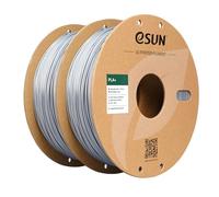eSUN PLA+ filamento 1,75 mm, filamento per stampante 3D PLA Plus, precisione dimensionale +/- 0,03 mm, 1 kg per bobina, 2 bobine di filamento di stampa 3D per stampante 3D, Argento