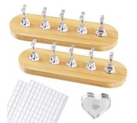 ESUOHYM Supporto per unghie in legno per esercitazione artistica, 2 set, 1 supporto magnetico in acrilico a forma di cuore, supporto per unghie finte con 200 pezzi di nastro biadesivo, per casa fai da