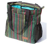 ESVAN Borsa a tracolla grande, con tasche multiple, motivo floreale, impermeabile, per palestra, escursionismo, picnic, viaggi, spiaggia e uso quotidiano
