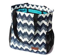 Borsa a tracolla grande, con tasche multiple, motivo floreale, impermeabile, per palestra, escursionismo, picnic, viaggi, spiaggia e uso quotidiano