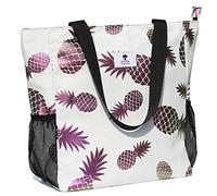 ESVAN Borsa a tracolla grande, motivo floreale, impermeabile, per palestra, spiaggia, viaggi e uso quotidiano, bianco ([Z] Ananas bianco), Large