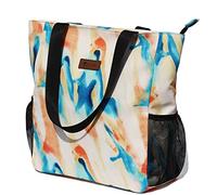 ESVAN Borsa a tracolla grande, motivo floreale, impermeabile, per palestra, spiaggia, viaggi e uso quotidiano, blu ([E] Foglia Floreale), Large