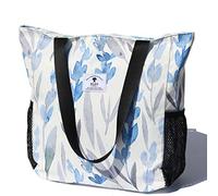 ESVAN Borsa a tracolla grande, motivo floreale, impermeabile, per palestra, spiaggia, viaggi e uso quotidiano, blu ([F] Foglia Floreale), Large