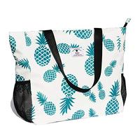 ESVAN - Grande borsa da spiaggia resistente all'acqua, leggera, 50,8 cm, da donna, oversize, borsa tote per palestra, spiaggia, viaggi, piscina, yoga, da infermiera, Ananas, X-Large, Moda