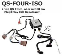 ESX QUANTUM QS-FOUR-ISO, amplificatore ultra compatto di classe D full range con 240 W RMS a soli 90 x 35 x 80 mm, con cablaggio Plug & Play ISO, audio per auto ESX