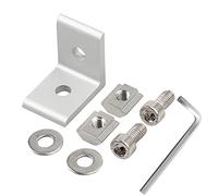 eSynic 10pz Staffe di Fissaggio in Alluminio 25x25x18 mm per Dado a T Nut 8, Bretelle ad Angolo Modello 2020 2040 Giunzione Raccordo con 20 Viti 20 Dadi per DIY Finestra Porta Profilo 20x20 20x40