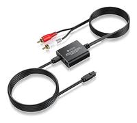 eSynic 192KHZ 24bit DAC Convertitore Cavo Audio SPDIF a RCA Convertitore da Digitale Toslink Ottico ad Analogico RCA R/L con Cavo 100+110cm Supporta PCM LPCM per HDTV STB DVD Lettore Console