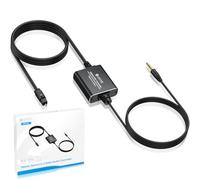 eSynic 192KHz DAC Convertitore SPDIF a 3.5mm, Integrato con Cavo Ottico 1m e Cavo Audio 1m, Mini Convertitore Audio Digitale ad Analogico, Adattatore da Ottico a 3.5 mm AUX Supporta PCM per TV STB DVD