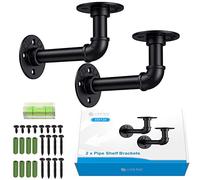 eSynic 2 staffe per tubi industriali nere per mensole per tubi in ferro, staffe per tubi da 1,27 cm, mensole galleggianti per ponteggi (15 x 8 cm) con una livella a bolla