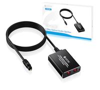 ESynic 2 Vie Toslink Splitter Audio Digitale 1 In 2 Out SPIDF Splitter Ottico 1 Entrata Maschio 2 Uscita Femmina con 1m Cavo Fibra Ottica per HDTV Console Soundbar Home Theatre