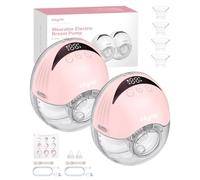 eSynic 2PZ 210ML Tiralatte Elettrico Indossabile 4 Modalità 12 Livelli, 2x Pompa per Allattamento con Frange 19/21/24 mm, Display LED, Tira Latte Portatile Ricaricabile Antiriflusso Senza BPA - Rosa
