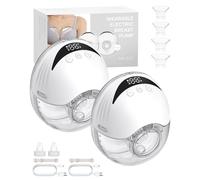 eSynic 2PZ Tiralatte Elettrico Indossabile 210ML, 4 Modalità 12 Livelli, LED Display, 2x Pompa per Allattamento Ricaricabile con Frange 19/21/24mm, Tira Latte Portatile Antiriflusso Senza BPA - Bianco