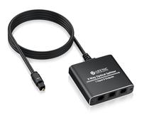 eSynic 3 Vie Toslink Splitter Audio Digitale con 1m Cavo Fibra Ottica Integrata, Splitter Ottico 1 In 3 Out Connettore Placcato Oro, 1X3 Sdoppiatore SPDIF in Alluminio per HDTV Console Soundbar