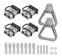 eSynic 4PZ Connettore Spina per Anderson 175A 600V 1/0AWG con 8 Terminali e Cappuccio Antipolveri, 4x Connettore Batteria per Anderson AC/DC Applicazioni Alimentazione di Auto Roulette - Grigio