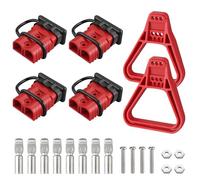 eSynic 4PZ Connettore Spina per Anderson 175A 600V 1/0AWG con 8 Terminali e Cappuccio Antipolveri, 4x Connettore Batteria per Anderson AC/DC Applicazioni Alimentazione di Auto Roulette - Rosso