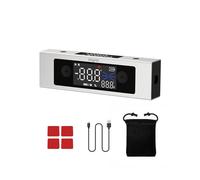 eSynic 4x90°Level Box Digitale con 2 Linee Laser, Doppio LCD, Angle Finder Inclinometro Dual Asse X/Y, Base Magnetica, Goniometro Ricaricabile in Alluminio 3 Unità °/% / MM/M per Falegname - Argento