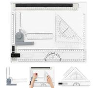 eSynic A4 Tavolo da Disegno 37x30cm Professionale con Fermacarte e Scorrimento Magnetizzato, Include Righello Rotante, Squadre, Goniometro, Kit Completo per Architettura, Scuola, Calligrafia