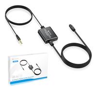 eSynic ADC Convertitore Audio 3.5 mm a Ottico in Lega Alluminio, Adattatore Analogico a Digitale con Cavo Audio 1.2m Integrato, Convertitore da 3.5mm a SPDIF Toslink per PC Proiettore a Soundbar