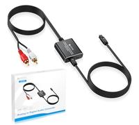 eSynic ADC Convertitore Audio RCA a Ottico in Lega Alluminio, Adattatore Analogico a Digitale con Cavo 2RCA 1.1m Integrato, Convertitore da L/R a SPDIF Toslink per Giradischi CD DVD a Soundbar