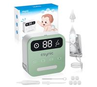eSynic Aspiratore Nasale Elettrico per Neonati, 9 Livelli di Aspirazione Regolabili, LCD Aspira Moccio 15ml per Bambini Ricaricabile Type-C con Cassetto e Luce, 2 Becchi in Silicone Lavabile - Verde