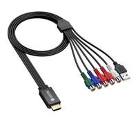 eSynic Cavo Convertitore YPbPr a HDMI 1080P con 1m USB Alimentazione Integrato, Ideale per PS2/Wii/Vecchi Lettori DVD - Ingressi Femmina YPbPr Componente e L/R Audio, Non Compatibile con RGB