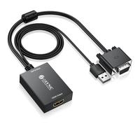 eSynic Convertitore VGA a HDMI con USB Audio Supporta 1080P, Adattatore Analogico a Digitale con Cavo VGA 30cm e Cavo USB 1M a HDMI Video Audio 2CH, Connettore Placcato Oro per PC HDTV Proiettore