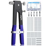 eSynic Kit Rivettatrice per Inserti Filettati con 5 Mandrini e 470 Dadi per Rivetti M3 M4 M5 M6 M8, Pinza Pistola Manuale a Rivetti Professionale per Riparazione Auto Rimorchi Mobili - Blu Aggiornato