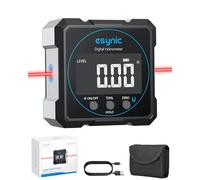 eSynic Level Box Digitale 4x90° con Laser Orizzontale, Angle Finder Magnetico Ricaricabile 2 Unità °/%, LCD Inclinometro Goniometro Preciso con Funzione di Azzeramento, Certificazioni CE/IEC60825