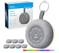 eSynic Macchina Rumore Bianco Neonato Portatile, 30 Suoni Rilassanti con Luce Notturna 7 Colori, Tasto SOS Nanna, 16 Livelli Volume, Timer 10/30/60/90 Min, Batteria 2000mAh 50-Ora per Bambini e Adulti
