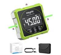 eSynic Mini Livella Digitale 4x90° con Laser Verde Orizzontale, LCD Inclinometro Magnetico 4 Lati, 2 Unità °/%, Ricaricabile Type-C, Autonomia 7 Ore, con Astuccio Portatile per Falegname Auto