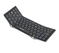 eSynic Mini tastiera wireless portatile, layout QWERTY spagnolo, pieghevole in 3 parti, con custodia in pelle PU, bluetooth 3.0, compatibile con iPhone 6/6S/7, iOS, Android, Tablet, PC, Windows 10, Samsung, iPad Air/mini/Pro, Nexus, Lenovo, smartphone Huawei, Box TV