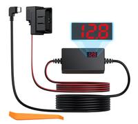 eSynic OBD Hardwire Kit Filo Rigido USB Type-C per Dash Cam Auto, LCD Display 3-Livello Tensione Regolabile 12-24V a 5V, Trasformatore OBD USB-C con Cablaggio 3.5m per Dashcam GPS Camion