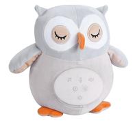 eSynic Peluche Che Respira, Rumori Bianchi per Neonato con Registrazione Vocale, Luce Notturna e 12 Suoni Rilassanti, Volume Regolabile, Design Gufo Lavabile e Non Perde Peli