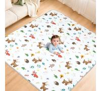 eSynic Tappetino da Gioco Pieghevole per Bambini 150x180cm, Antiscivolo a 4 Strati ed Educativo con Design Animali e Numeri, Tappeto Neonato per Gattonamento, Picnic e Recinti, Lavabile in Lavatrice