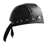 ESYTCH Bandana in Pelle da Motociclista Doo Do Rag Headwrap con Borchie Skull cap Capsmith Du Rag Nero, Taglia Unica