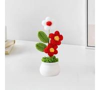 Esyzsss Bouquet di fiori all'uncinetto, fiori all'uncinetto, graziosi fiori fatti a mano, piccoli piccoli fiori in vaso, ornamenti lavorati a maglia, utilizzati per casa, ufficio, scrivania e